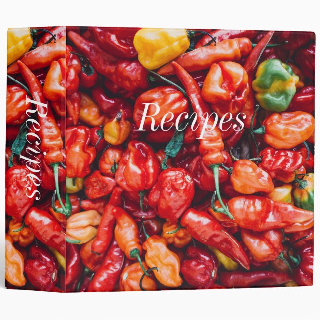 Chilli Red Bell Pepper Kitchen Cook Recipe 3 Ring Binder (Front/Spine)