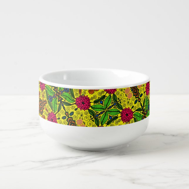 chilli Soup bowl pattern  Yellow pink (Front)