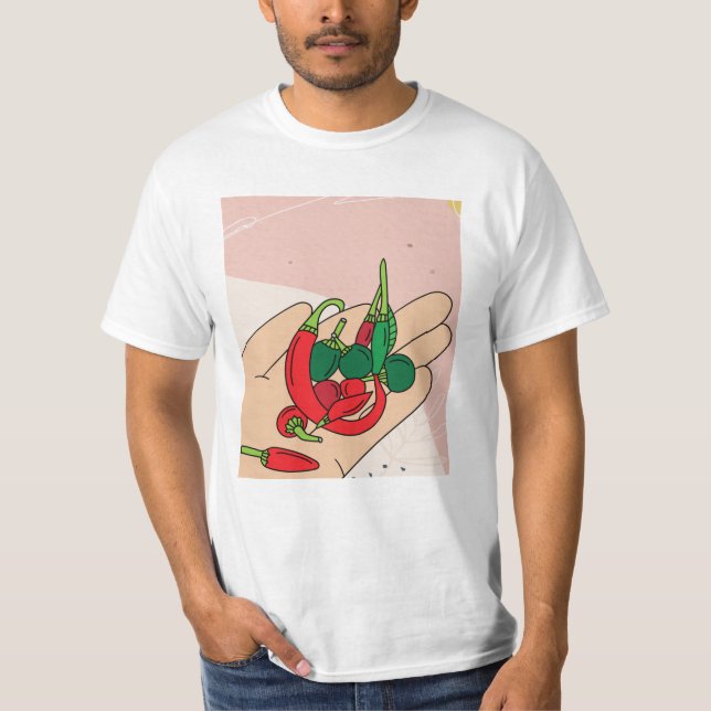 Chilli Spicy Food Vegetable Hot Peppers T-Shirt (Front)