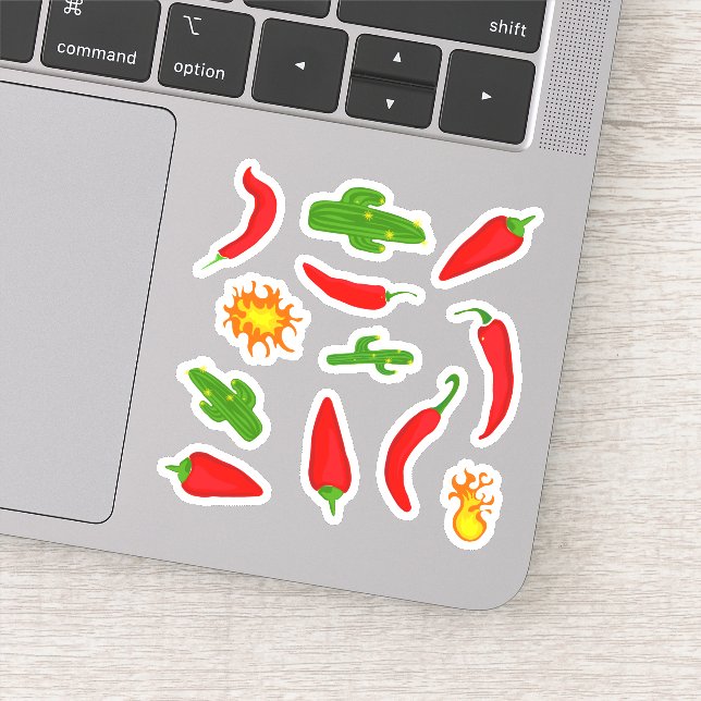 Chillies, Cacti and Flames Cartoon Sticker (Detail)
