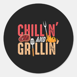 Chillin And Grillin Barbecue Party Classic Round Sticker