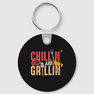 Chillin And Grillin Barbecue Party Keychain
