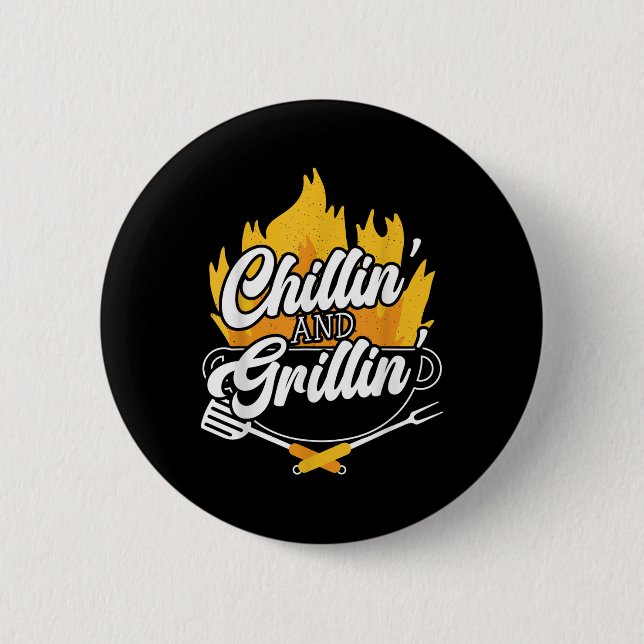Chillin And Grillin Bbq Grillmaster Barbecue  Button (Front)