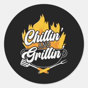 Chillin And Grillin Bbq Grillmaster Barbecue Classic Round Sticker
