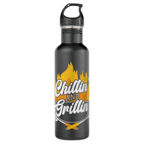 Chillin And Grillin BBQ Grillmaster Barbecue Stainless Steel Water Bottle