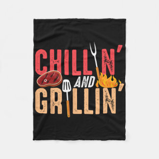 Chillin And Grillin Byrbecue Party Fleece Blanket