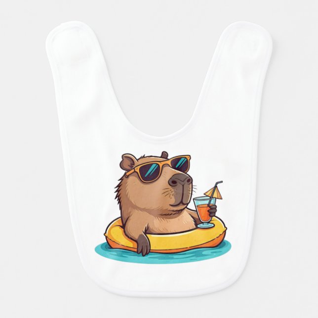 Chillin' Capybara Baby Bib (Front)
