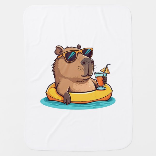 Chillin' Capybara Baby Blanket (Front)