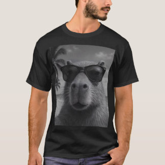 Chillin' Capybara Beach Selfie Sunglasses Graphic T-Shirt