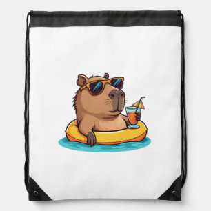 Chillin' Capybara Drawstring Bag