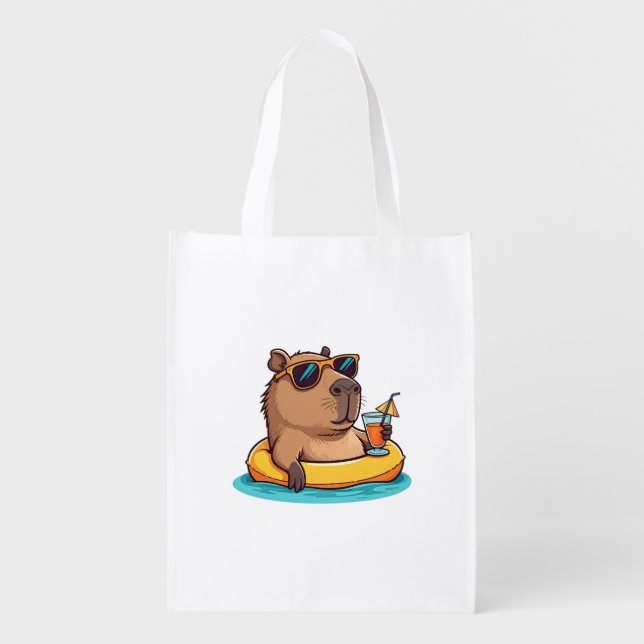 Chillin' Capybara Grocery Bag (Front)
