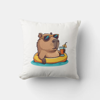 Chillin' Capybara Throw Pillow
