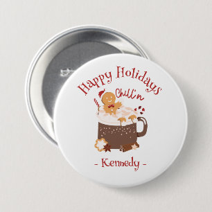 Chillin' Christmas Hot Chocolate and Gingerbread Button