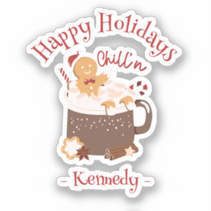 Chillin' Christmas Hot Chocolate and Gingerbread Sticker
