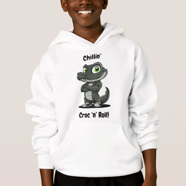 Chillin' Croc - Fun Crocodile Graphic Hoodie (Front)