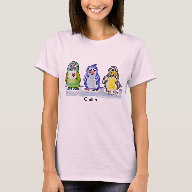 Chillin Cute Cartoon Penguins Tshirt (Front)