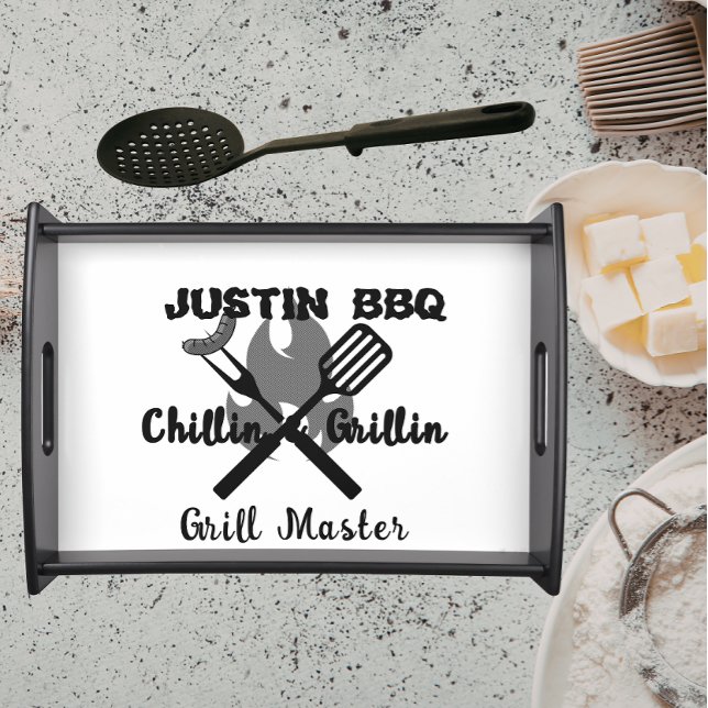 Chillin & Grillin personalized gift for dad .  Serving Tray (Creator Uploaded)
