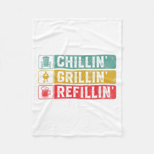 Chillin Grillin Refillin Bbq Pit Meat Smoker Grill Fleece Blanket