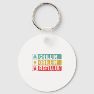 Chillin Grillin Refillin Bbq Pit Meat Smoker Grill Keychain
