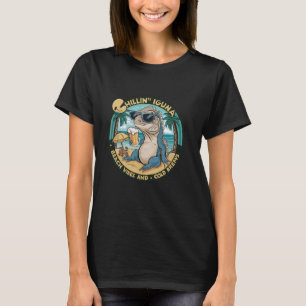 Chillin' Iguana Beach Vibes and Cold Brews Funny s T-Shirt