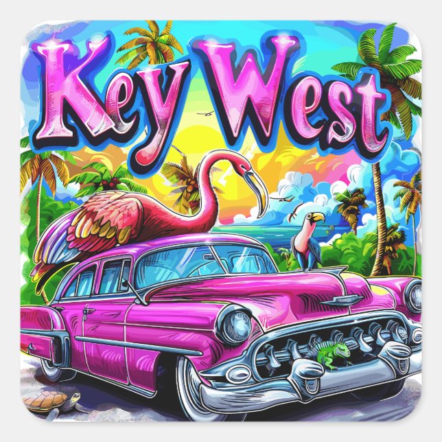 Chillin' in Key West, Florida Square Sticker (Front)