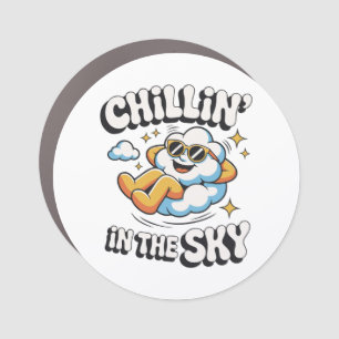 Chillin' in the Sky Cloud Design Fun Refrigerator Car Magnet
