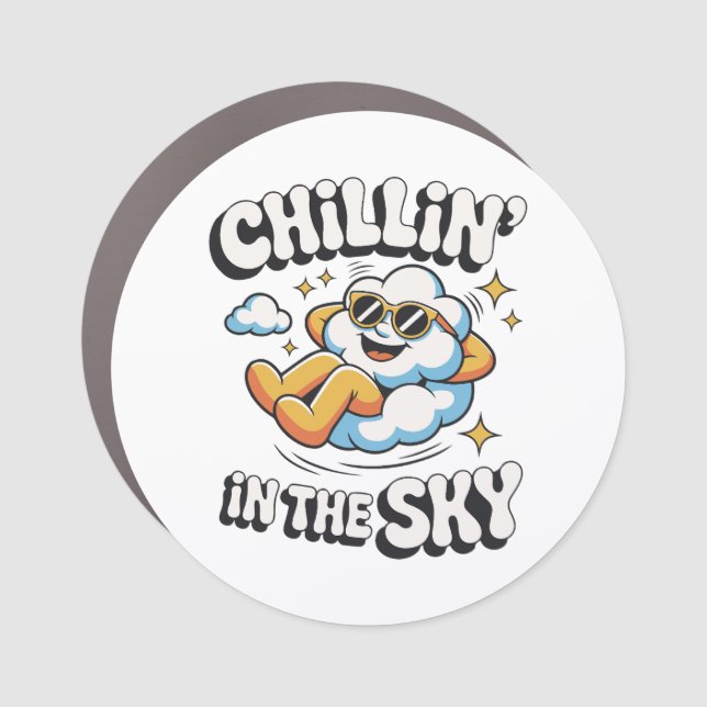 Chillin' in the Sky Cloud Design Fun Refrigerator Car Magnet (Front)