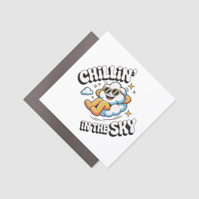 Chillin' in the Sky Cloud Design Fun Refrigerator Car Magnet (Front)
