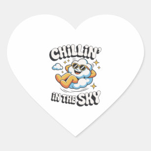 Chillin' in the Sky Cute Cloud Design for Fun Summ Heart Sticker