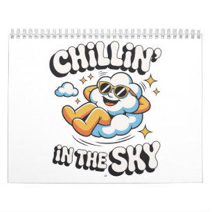 Chillin' in the Sky Cute Cloud Design Wall  Calendar