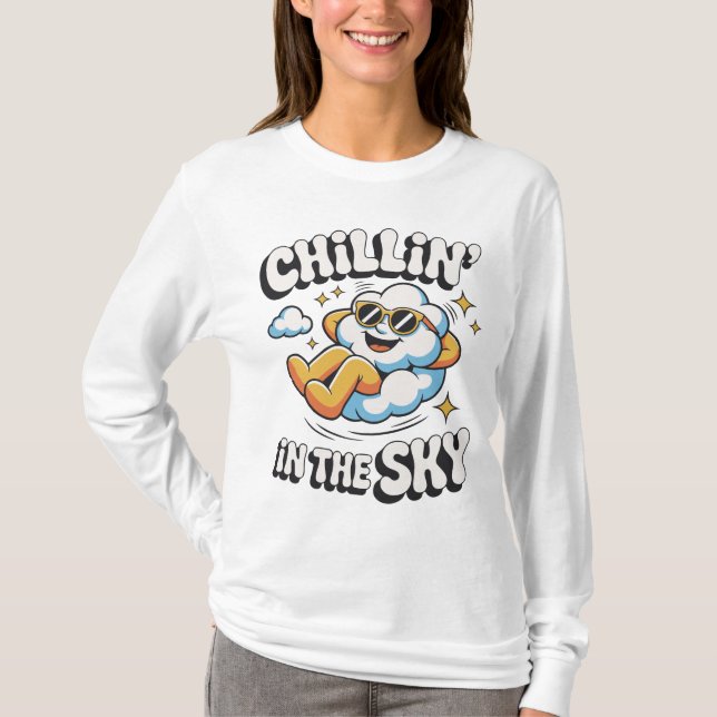 Chillin' in the Sky Retro Cloud Design for Summer  T-Shirt (Front)