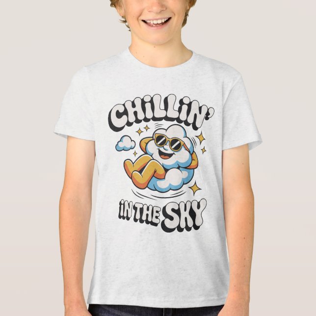 Chillin' in the Sky Retro Cloud Design for Summer Tri-Blend Shirt (Front)