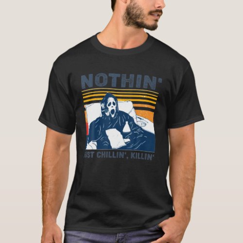 Chillin Killin Scream Ghost Graphic Vintage Custo T_Shirt