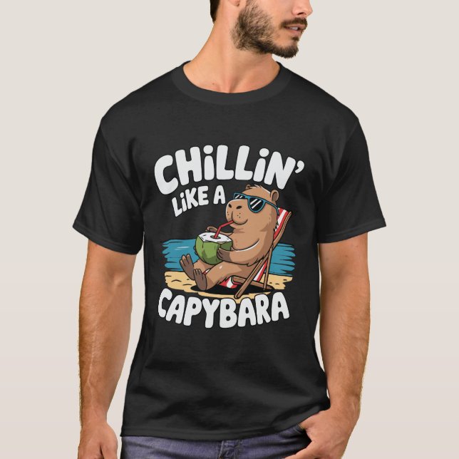 Chillin' Like a Capybara Funny Summer Vacation  T-Shirt (Front)
