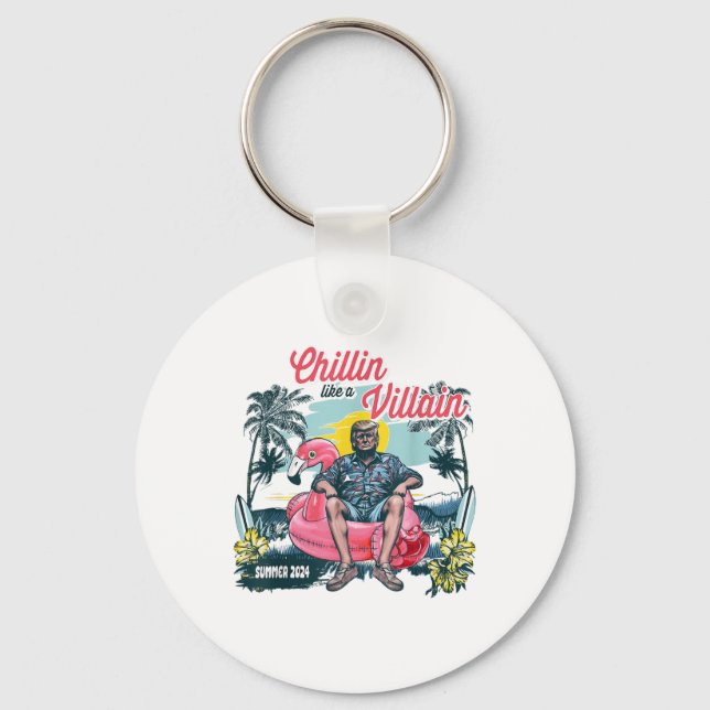 Chillin Like A Felon Beach Summer Funny Trump 2024 Keychain (Front)