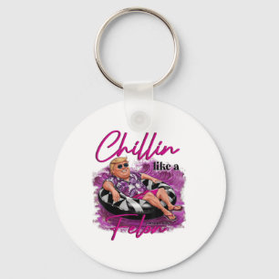 Chillin Like A Felon Retro Summer Pink Funny Trump Keychain