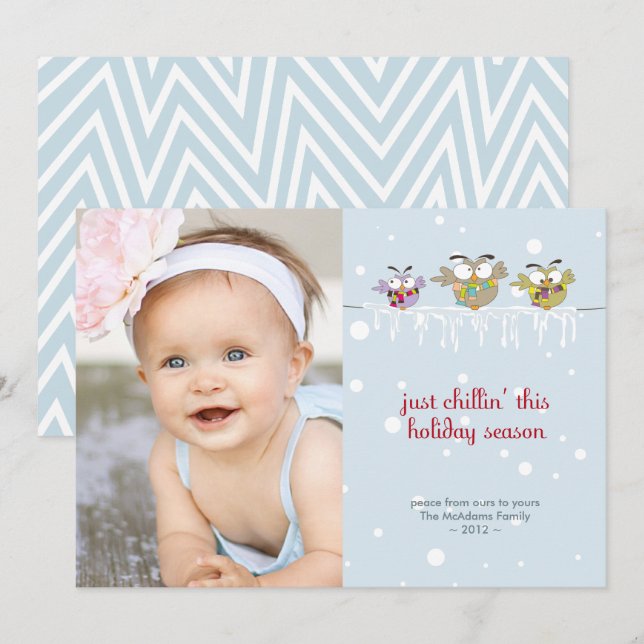 Chillin' Owls Photo Holiday Card (Front/Back)