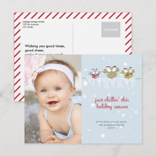 Chillin' Owls Photo Holiday Postcard