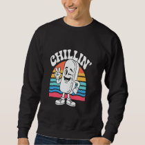 Chillin' Popsicle Lolly Cartoon with Retro Wavy Fo Sweatshirt