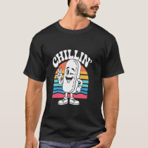 Chillin' Popsicle Lolly Cartoon with Retro Wavy Fo T-Shirt