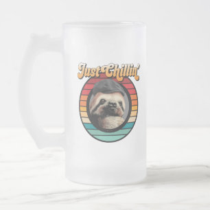Chillin’ Sloth Frosted Glass Beer Mug