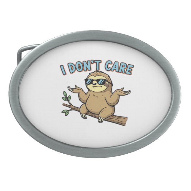 Chillin' Sloth I Don't Care Design Essential T-Shi Belt Buckle (Front)