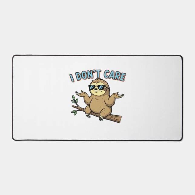 Chillin' Sloth I Don't Care Design Essential T-Shi Desk Mat (Front)