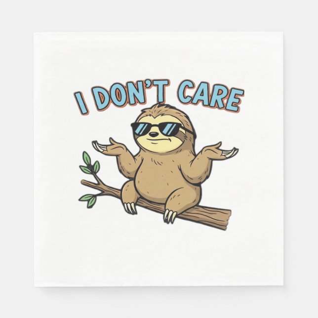 Chillin' Sloth I Don't Care Design Essential T-Shi Napkins (Front)