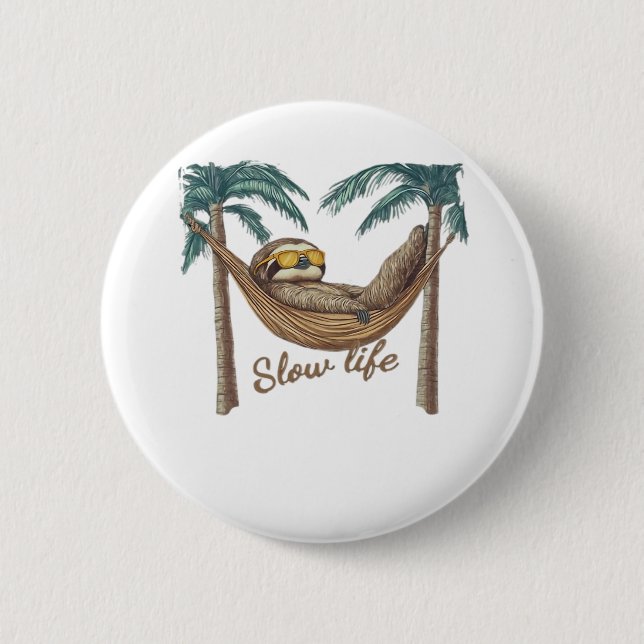 Chillin' Sloth in a Hammock Oversized T-Shirt Button (Front)