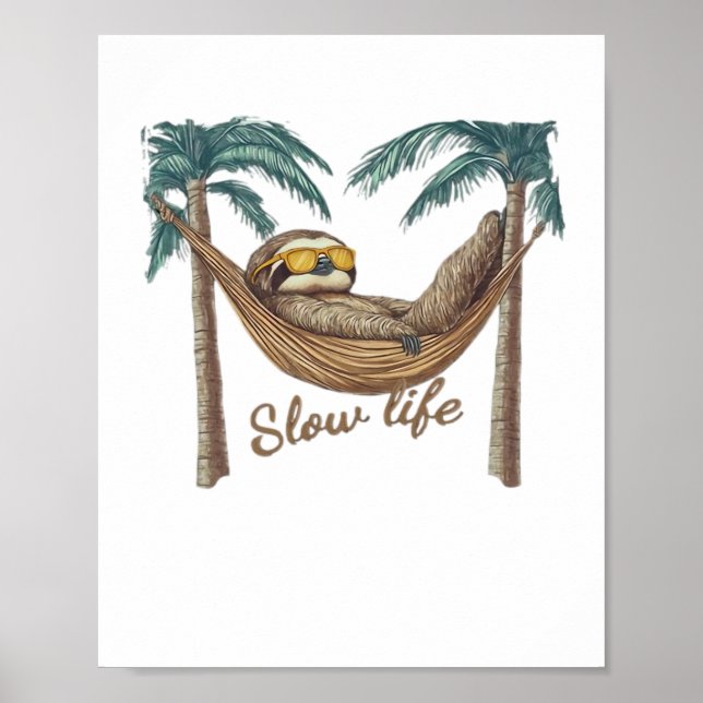 Chillin' Sloth in a Hammock Oversized T-Shirt Poster (Front)