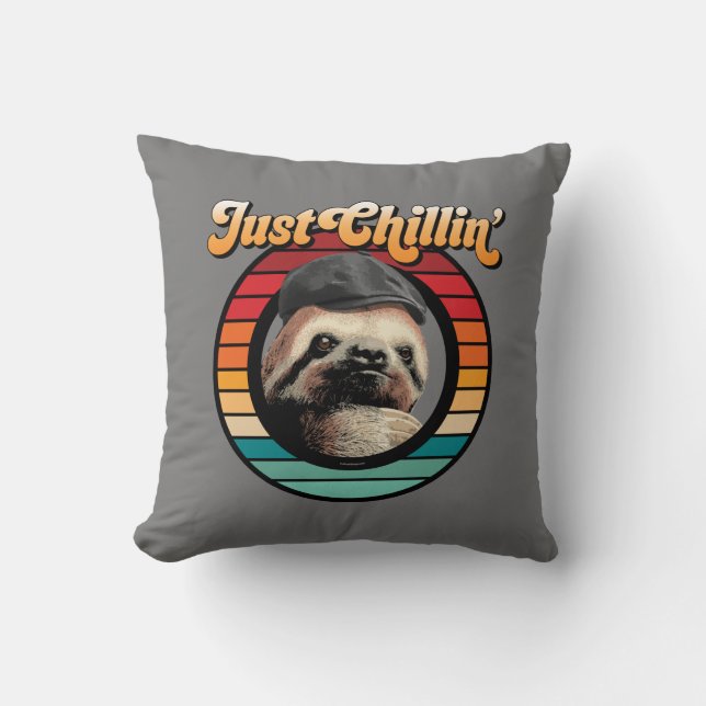 Chillin’ Sloth Throw Pillow (Front)