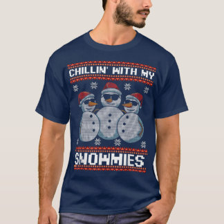 Chillin Snowman With Snowmies Cute Celebrate Happy T-Shirt