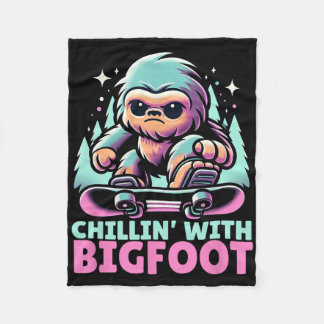 Chillin’ With Bigfoot Alpine Winter Sports Snowboa Fleece Blanket
