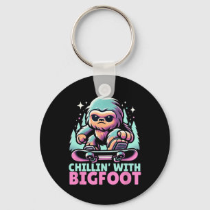 Chillin’ With Bigfoot Alpine Winter Sports Snowboa Keychain